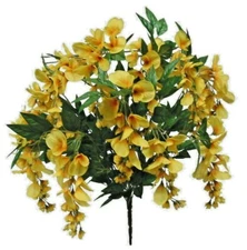 Yellow 14-Wisteria & Stem Silk Flower 24" Bush Spray Home Wedding Decors Crafts