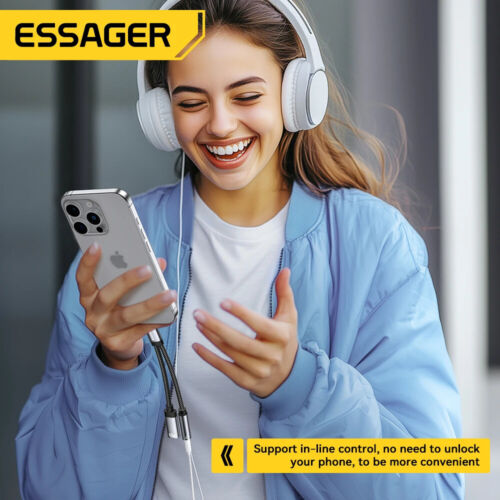 Auriculares con cable auxiliar 2 en 1 tipo C a 3,5 mm PD 60W cargador rápido para iPhone computadora portátil - Imagen 5 de 10