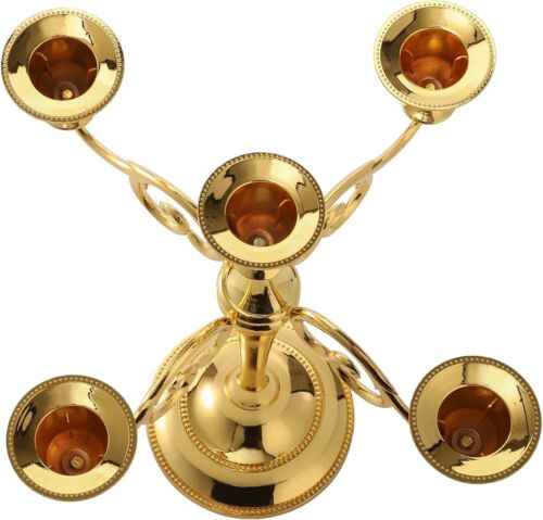 Timeless Gold Candelabra Candle Holder - 10.5 Inch 5-Arm Centerpiece for Events - Picture 11 of 11