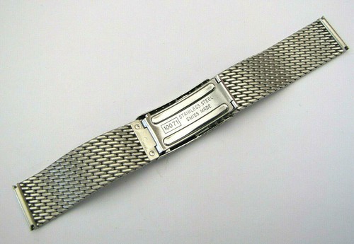 BULOVA STAINLESS STEEL bracelet flat ends 19/162 mm number 10071 NOS Swiss Made - Picture 2 of 7
