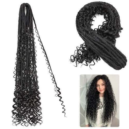 22" Loose Wave Double Ended Dreadlocks Extensions Curly DE Dreads Crochet Braids - Picture 26 of 31