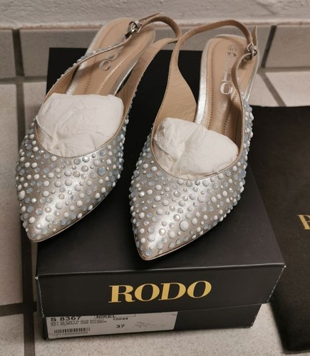 Designer Rodo Abend Schuhe Pumps Strassstein Slingback Silber Gr. 37, NP. 149€ - Bild 11 von 17