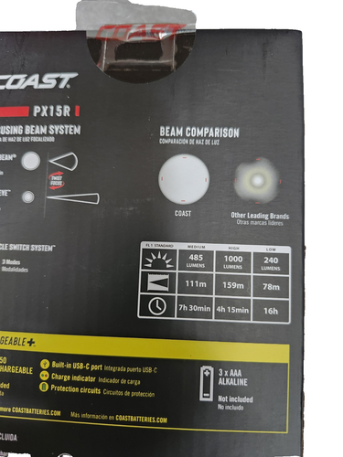 Coast PX15R 1000 Lumens Rechargeable Dual Power 5" Flashlight - Picture 4 of 4