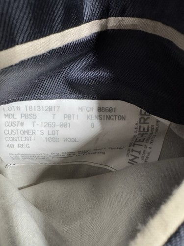 Burberry London Blazer Mens 40R Navy Blue Check 2 Button Notch Lapel Jacket - Picture 12 of 16