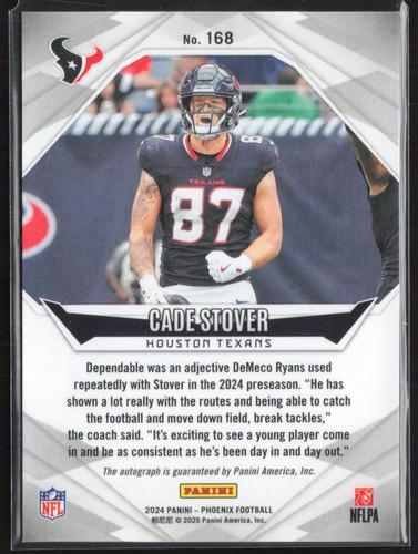 Cade Stover 2024 Panini Phoenix Silver Cracked Ice RC Auto Texans - Imagen 2 de 2