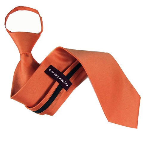 Corbata con cremallera sólida de coral para hombre bodas escuela de negocios ocasión - Imagen 2 de 2