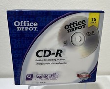 CD-R 15 Pack 52x 700mb 80min Recordable Compact Disc Office Depot NEW Sealed