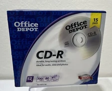 CD-R 15 Pack 52x 700mb 80min Recordable Compact Disc Office Depot NEW Sealed