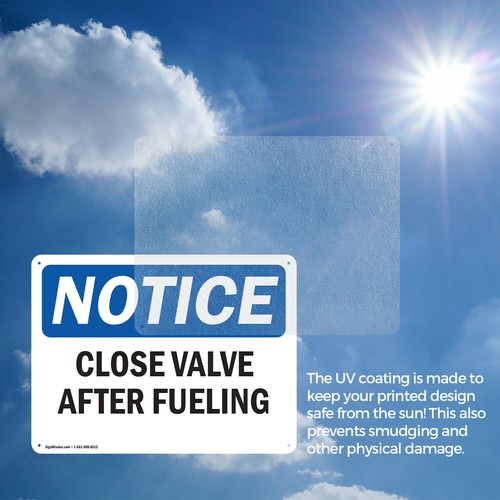 (2 Pack) Close Valve After Fueling OSHA Notice Sign Decal Metal Plastic - Bild 7 von 21