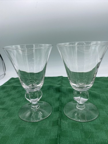 2 Vintage Seneca Ingrid klare Kristall Wassergläser/Kelche 5,25"