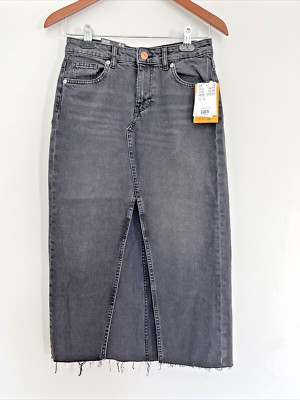 NWT! H&M Divided Denim Mom Skirt High Waist, Faded Black, Size 2
