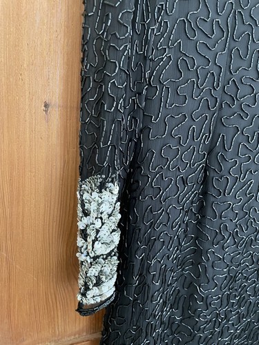 Vintage Scala Black White Silver Beaded Sequin Dress Medium Cocktail - Picture 4 of 10