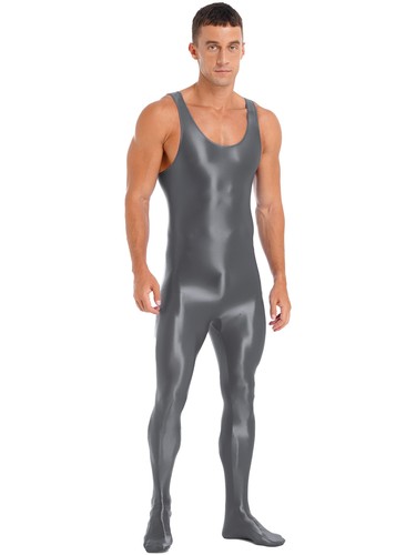 Men's Sleeveless Bodysuit Costume Round Neck Bodystocking Pantyhose Jumpsuits - Picture 98 of 117