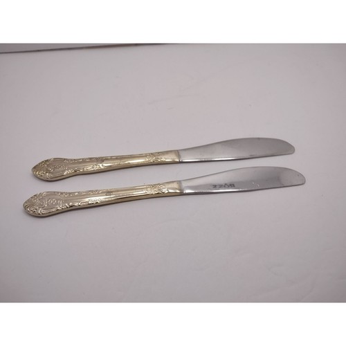 Vintage lot of 2 Gibson butter knife replacement gold plated stainless steel - Picture 5 of 5