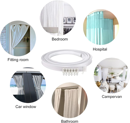 Binario Curvo per Tende a Soffitto 5M Binario per Tenda Scorrevole a Soffitto Bi - Foto 7 di 12