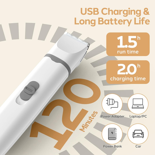 Dogs Hair Clippers Grooming Kit with Nail Grinder, 4 in 1 Cordless Electric Trim - Imagen 7 de 12