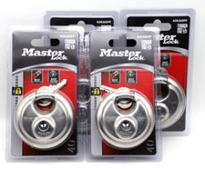 (4-Pk) Master Lock 40KADPF Round Padlock with Shielded Shackle, Stainless Steel