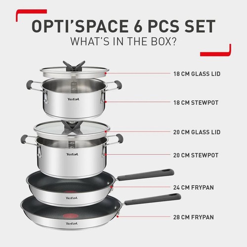 Opti'Space G737S644 6-Piece Pan Set - Stainless Steel - Picture 2 of 7