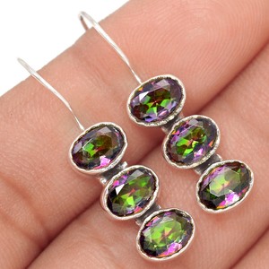 Rainbow-Topaz-925-Sterling-Silver-Earrings-Jewelry-AE45123
