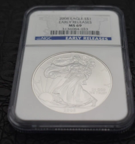 2008 $1 American Silver Eagle NGC MS69 EARLY RELEASES