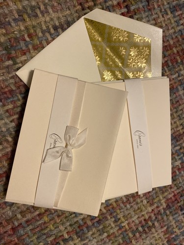 Crane & Co Stationery 10 Lined Envelopes & 10 Cards Kid Finish Cream Vtg NOS - Picture 2 of 2