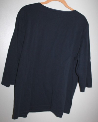 CJ BANKS WOMEN'S NAVY BLUE CROPPED LONG SLEEVE OPEN FRONT CARDIGAN SWEATER 1X - Picture 2 of 2