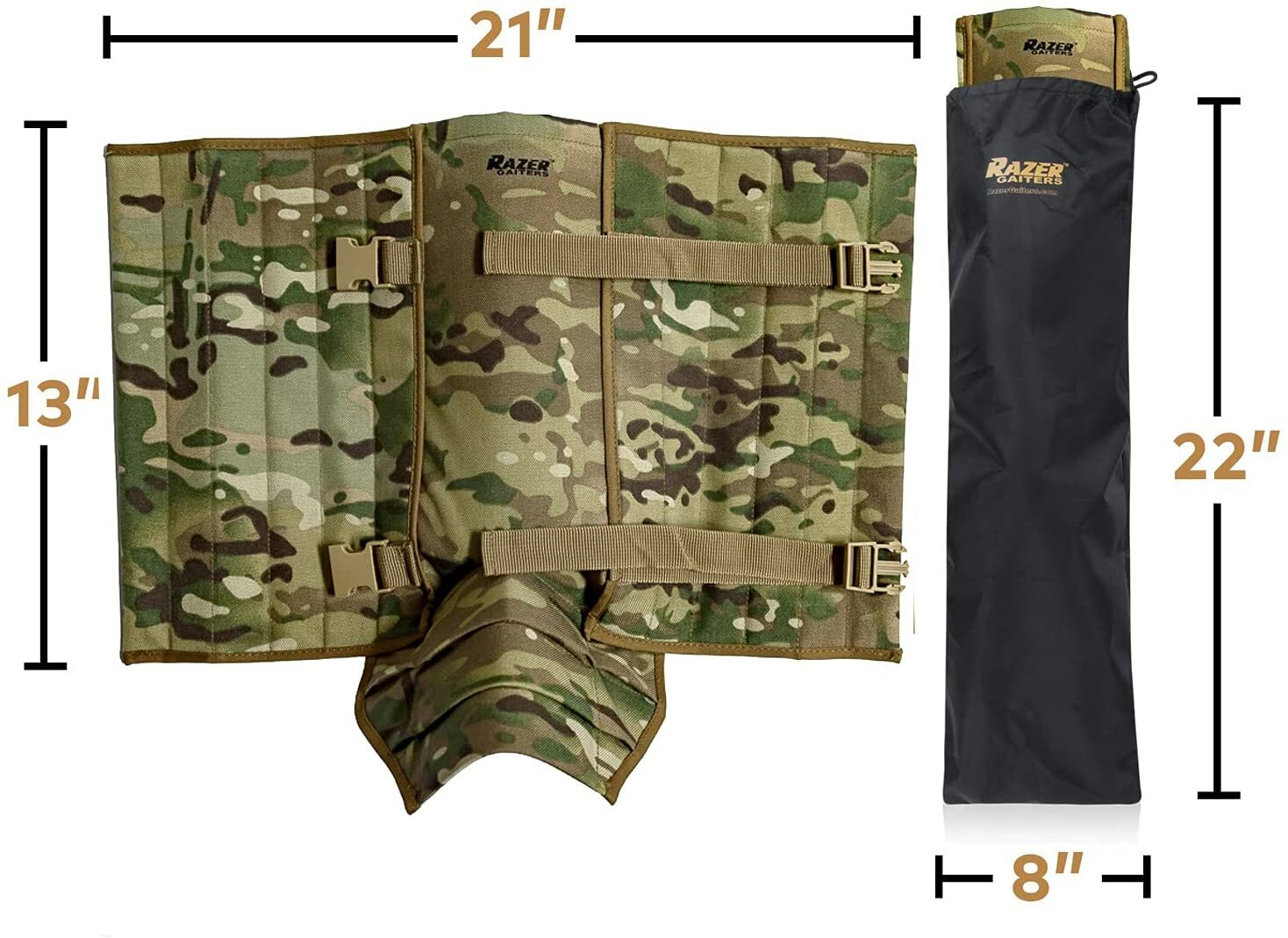 Snake Gaiters with Storage Bag - Snake Bite Protection for Lower Legs - Camo - Picture 4 of 12