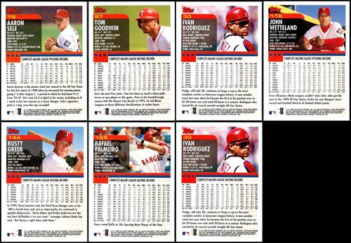 2000 Topps Opening Day Texas Rangers (7) Card Lot - MUST-HAVE ITEM – ONLY TODAY! - Picture 2 of 2