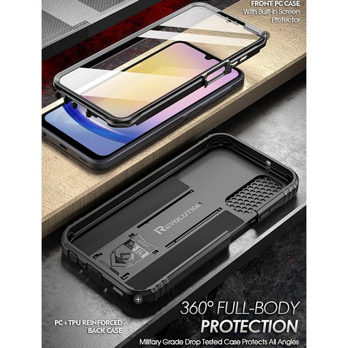 Funda poética con soporte de pantalla incorporada negra para Samsung Galaxy A25 5G - Imagen 8 de 8