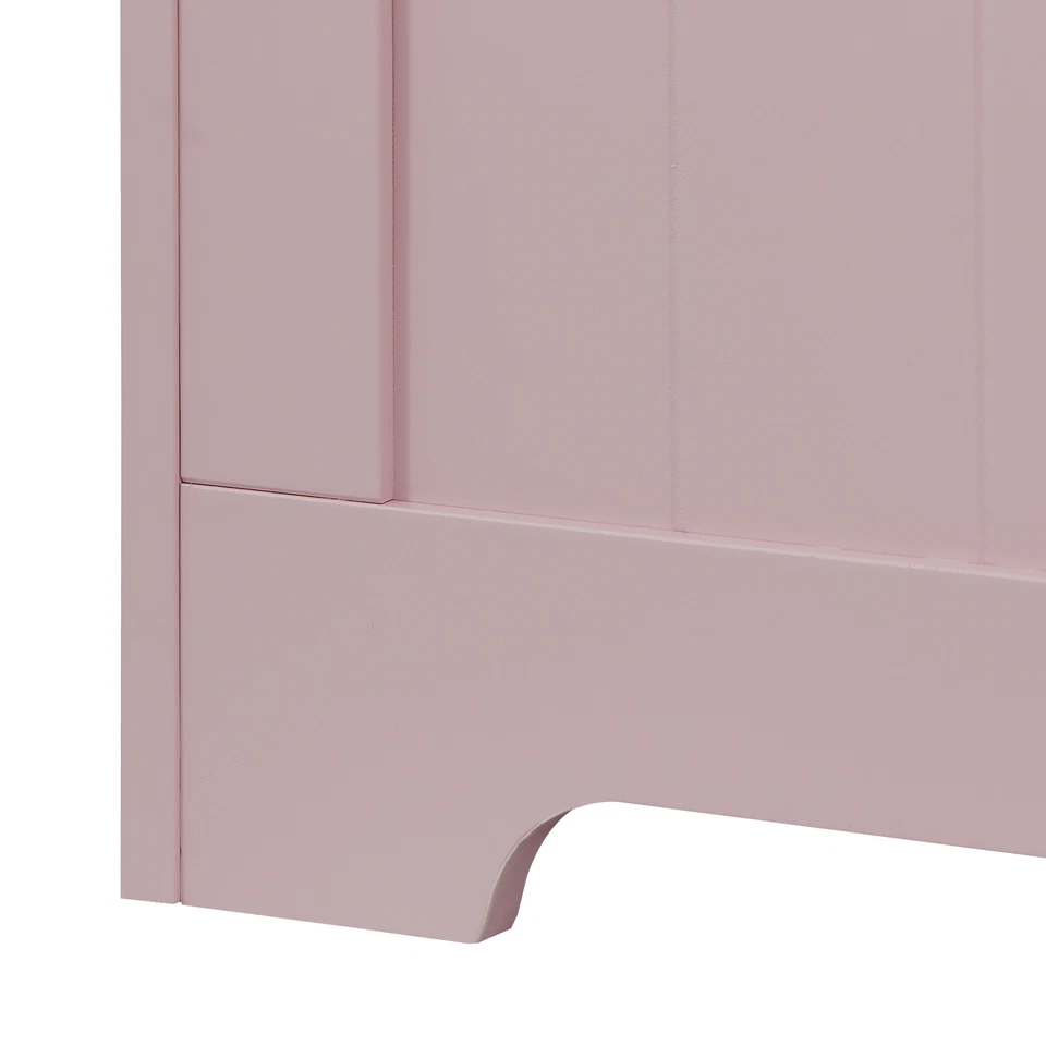 Caja de almacenamiento de madera para niños con tapa con bisagras de seguridad rosa Foto 3 de 4