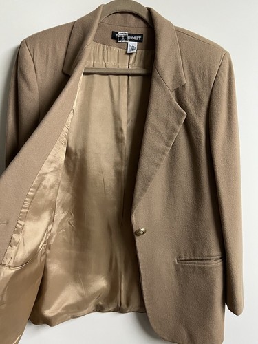Gonna blazer e matita tuta 100% lana donna vintage taglia 8 colori cammello - Foto 5 di 11