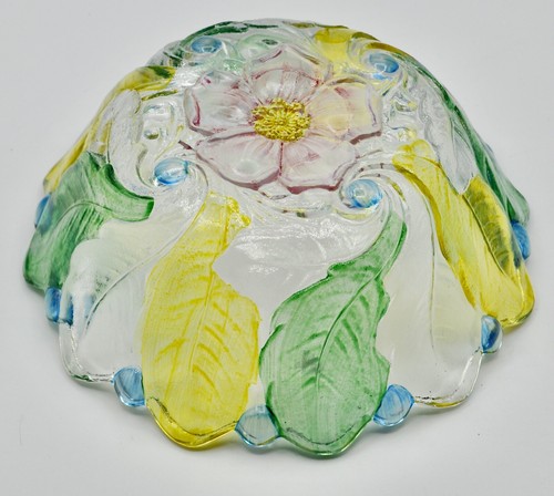 Vintage Indiana Glass Wild Rose Multi Color 9" Serving Bowl (1940s) - Picture 9 of 10