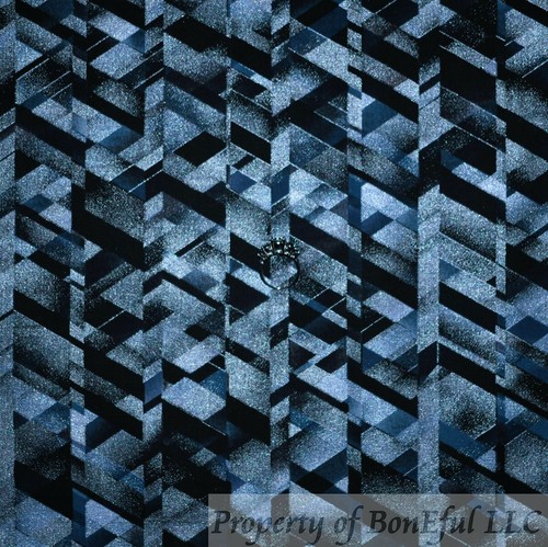 BonEful Fabric FQ Cotton Quilt Gray B&W Tone Prism Silver Metallic Stripe Print - Picture 11 of 12