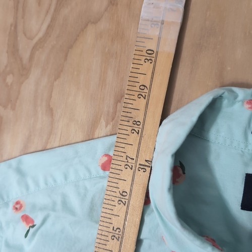 Men’s Med Button Down J Crew Flex Short Sleeve Slim Fit Shirt Peaches Blue - Picture 4 of 7