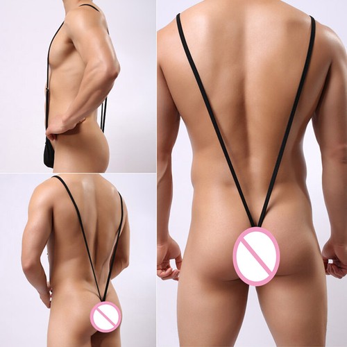 Men's Open Mankini Thong Panties Underwear Sexy Lingerie Bodysuit Underwear - Picture 9 of 11