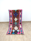 3x6 Vintage Geometric Rug Handmade Moroccan Brown Pink Cotton Berber Runner Rug