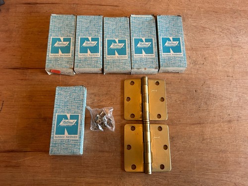 National Hardware 512RC Türscharnier 3,5" stumpf Messing runde Ecke Vintage Posten 6 Paar - Bild 14 von 24