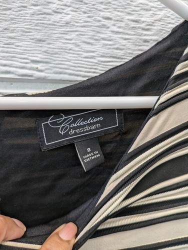 Collections by Dress Barn Tan and Black Dress with Black sheer sleeves   Size 8 - Picture 3 of 7