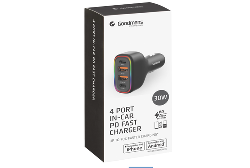 Brandneu Goodmans 4 Anschlüsse Auto PD Schnellladegerät UK - Bild 1 von 2