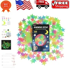 Transform Your Child's Room with 200 Adhesive Glow in the Dark Stars & Moon