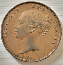 1855 Queen Victoria Copper Penny in EF Condition & Lustre