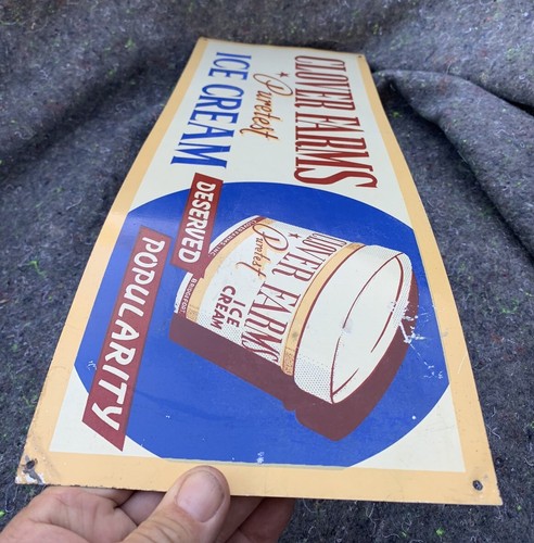 Insegna Pubblicitaria Vintage Latta Trifoglio Fattorie Gelati anni '50 Originale - Foto 6 di 6