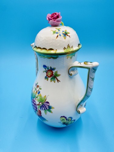 HEREND PORCELAIN HANDPAINTED QUEEN VICTORIA COFFEE POT 612/VBO - Picture 6 of 9