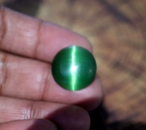 Certified Rich Green Cat's Eye Chrysoberyl 100% Mined Cabochon Pair Of Cat's Eye - Picture 6 of 9