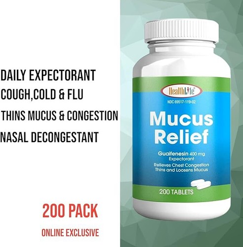 Mucus Relief Guaifenesin Caplets 400 Mg, Immediate Release Fast Acting - USA - Picture 2 of 5