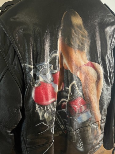 LA ROXX Vintage UNIQUE Airbrushed Leather Biker Jacket - PERFECT GIFT - Picture 3 of 7