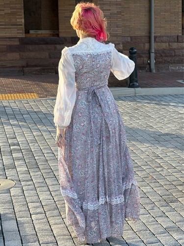 Vintage GUNNE SAX pale indigo/purple prairie boho wedding cottage core size 13 - Picture 5 of 14