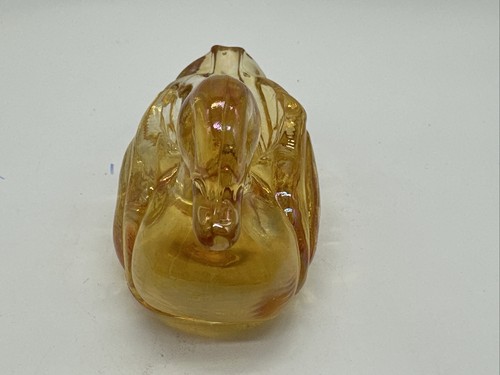 Statuina vintage in vetro ambrato anatra anatroccolo porta caramelle MCM - Foto 5 di 10