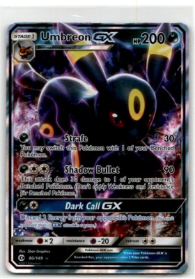 Umbreon 80 HP ポケモンカード Pokémon TCG Umbreon GX Sun & Moon 80/149 Holo Ultra Rare DMG