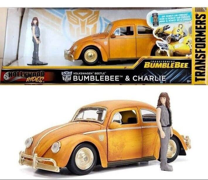 Jada 1:24 Transformers 1971 Volkswagen Beetle Bumblebee & Charlie Figure 30114 